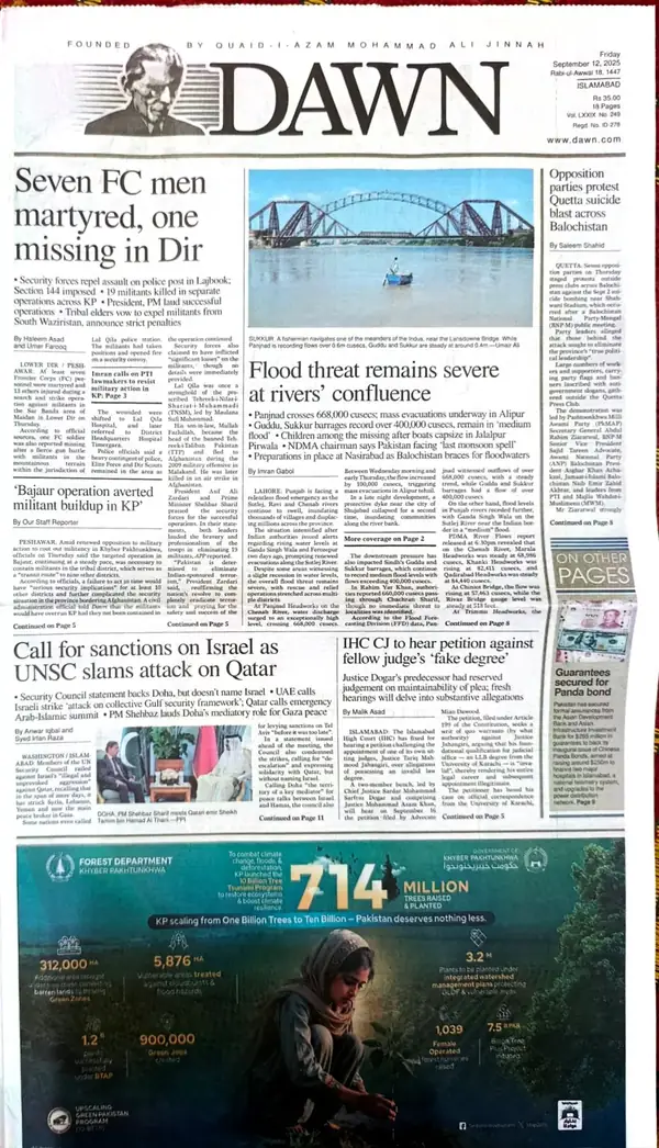 Dawn newspaper example page